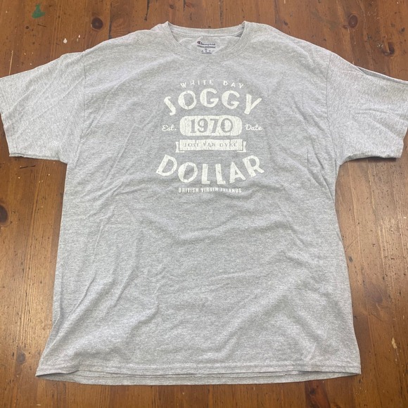 Champion Mens XL Gray White Bay Soggy Dollar T Shirt British Virgin Islands - Picture 4 of 5